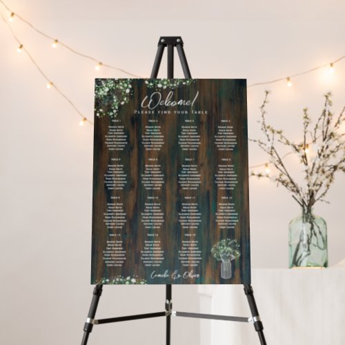 15 Table Rustic Wood Gypsophila SEATING CHART Foam Board