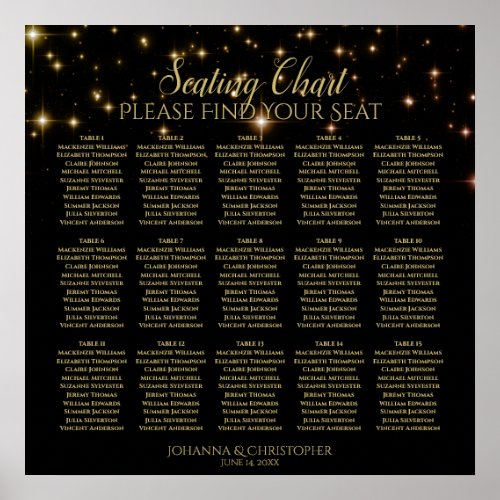 15 Table Shimmering Sparkles Wedding Seating Chart
