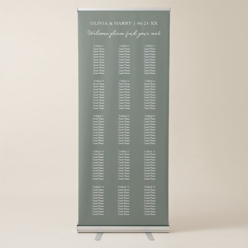 15 Table Wedding Seat Chart Retractable Banner