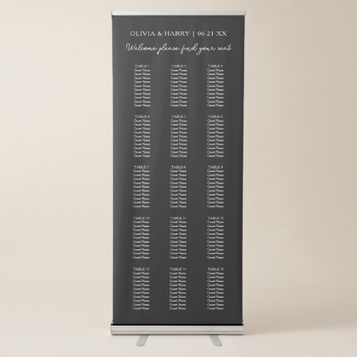 15 Table Wedding Seat Chart Retractable Banner