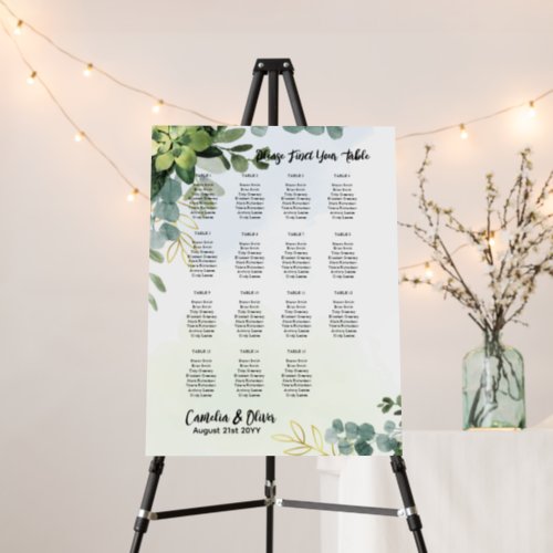 15 Table Wedding Seating Chart Greenery Eucalyptus Foam Board