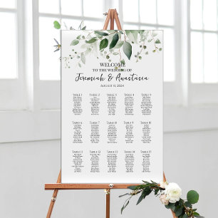 15 tables elegant greenery wedding seating chart