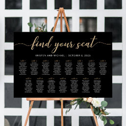 15 Tables Find Your Seat Black Seating Chart Plan