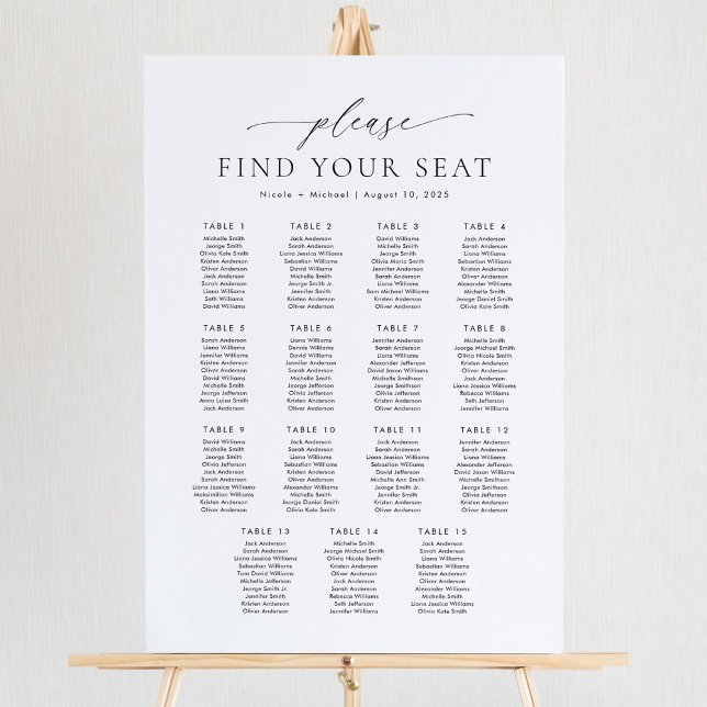 15 Tables Please Find Your Seat Seating Chart Foam Board (Creator Uploaded)