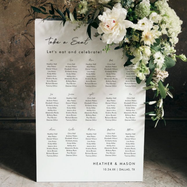 15 Tables Take A Seat Modern Wedding Seating Chart Foam Board (Creator Uploaded)
