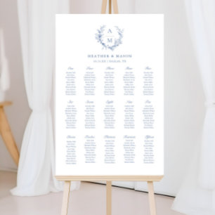15 Tables Toile Floral Blue Wedding Seating Plan Foam Board
