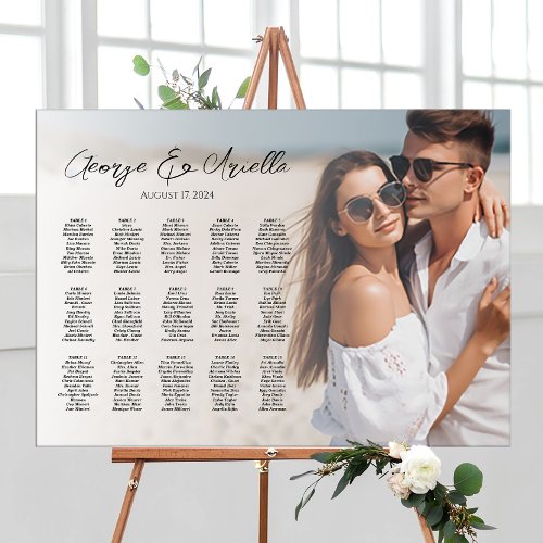 15 tables wedding photo seating chart faux canvas print