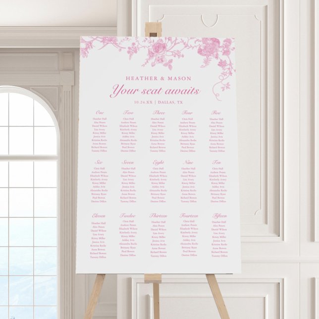 15 Tables Your Seat Awaits Pink Wedding Foam Board (Creator Uploaded)