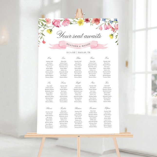 15 Tables Your Seat Awaits Wildflower Wedding Foam Board (Creator Uploaded)