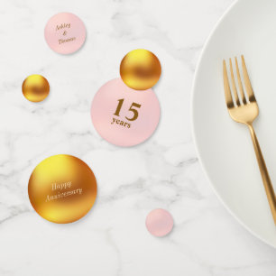 15 th Anniversary Gold & Pink Table Confetti