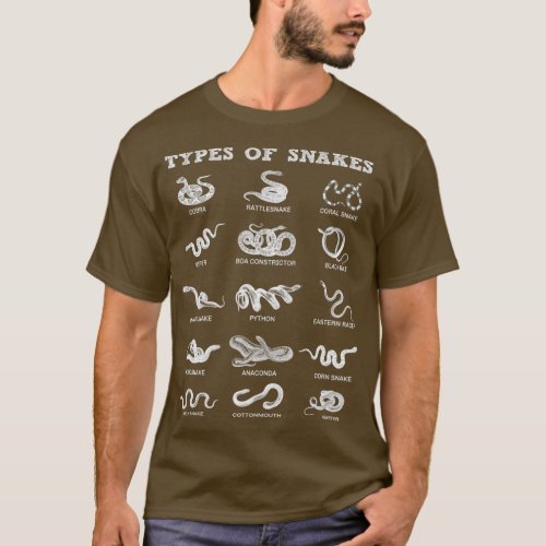 15 Types Of Snakes Reptile Serpent Pet Snake Owner T_Shirt