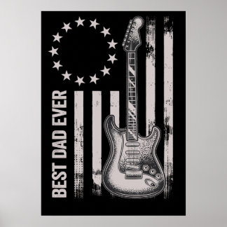 15 Vintage Best Guitar Dad American Funny Family Poster