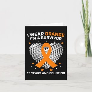 15 Year Cancer Free Leukemia Survivor Gifts Orange Card