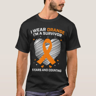 15 Year Cancer Free Leukemia Survivor Gifts Orange T-Shirt