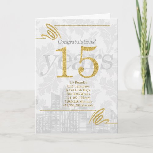 15 Year Employee Anniversary Professional Card