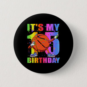 15 Year Old 15th Basketball Birthday Party Theme B Button