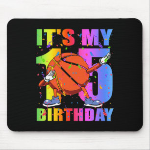15 Year Old 15th Basketball Birthday Party Theme B Mouse Pad