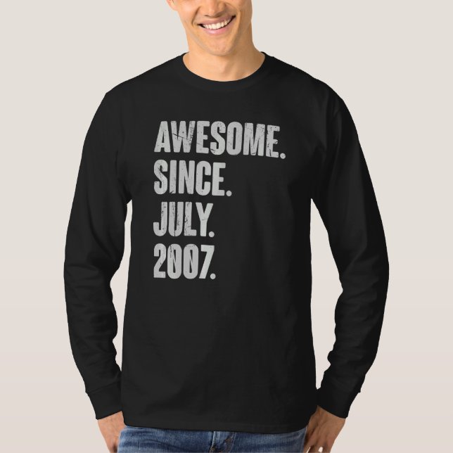 15 Year Old  15th Birthday  Awesome Since July 200 T-Shirt (Front)