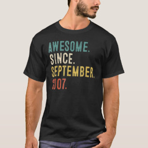 15 Year Old Awesome Since September 2007 15th Bi T-Shirt