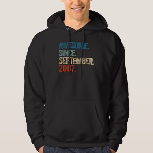 15 Year Old  Awesome Since September 2007 15th Bir Hoodie