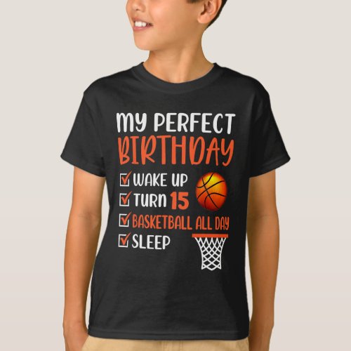 15 Year Old Basketball Birthday Party 15th Boy Bda T_Shirt