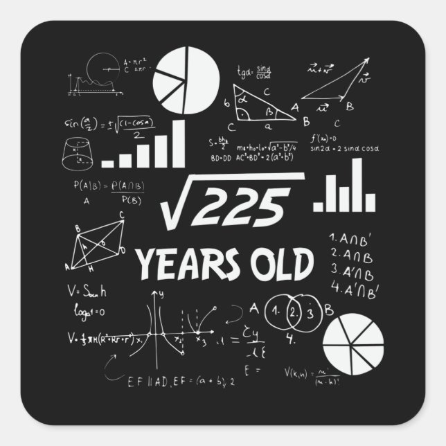 15 Year Old Bday Geeky Math 15th birthday Gift Square Sticker (Front)