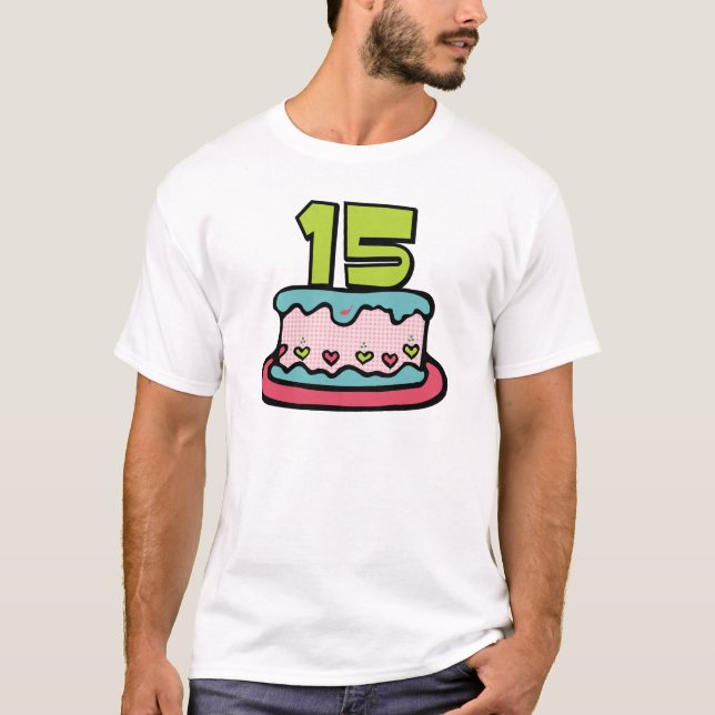 15 Year Old Birthday Cake T-Shirt (Front)