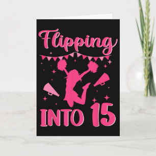 15 Year Old Birthday Cheerleading Girl 15th Cheerl Card