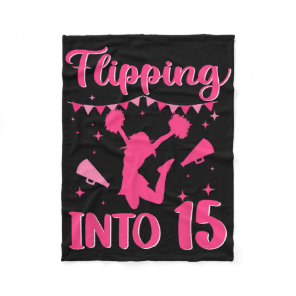 15 Year Old Birthday Cheerleading Girl 15th Cheerl Fleece Blanket