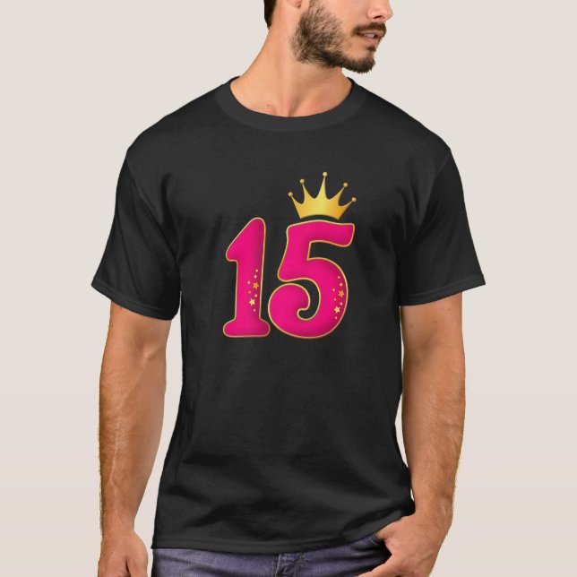 15 Year Old, Birthday Party Design For Girls. 15Th T-Shirt (Front)