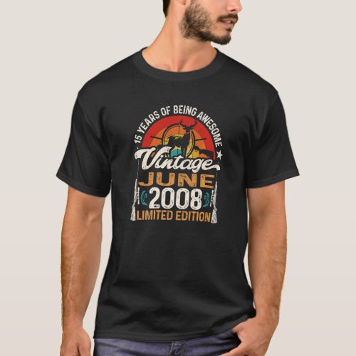 15 Year Old Deer Hunting Hunter Born June 2008 15t T_Shirt