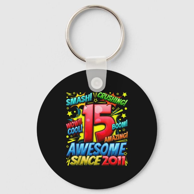 15 Year Old For Boys 15th Birthday Boy 15 Year Old Keychain (Front)