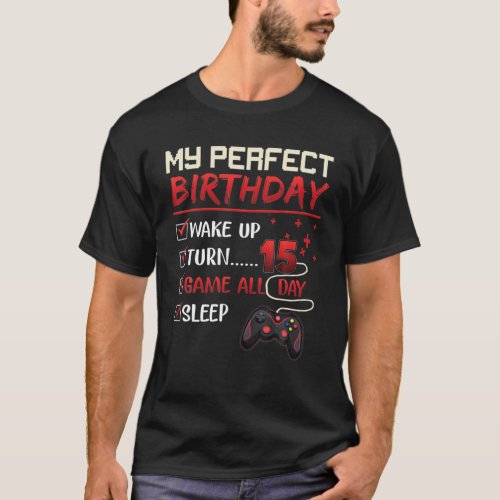 15 Year Old Gamer Gift Boy Teen 15Th Perfect Birth T_Shirt