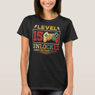 15 Year Old Level 15 Unlocked 15th Birthday Boy T-Shirt