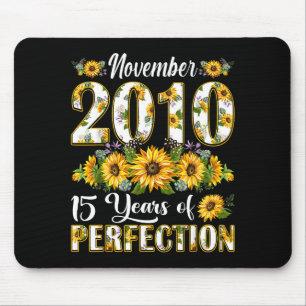 15 Year Old November 2010 Sunflower 15th Birthday Mouse Pad