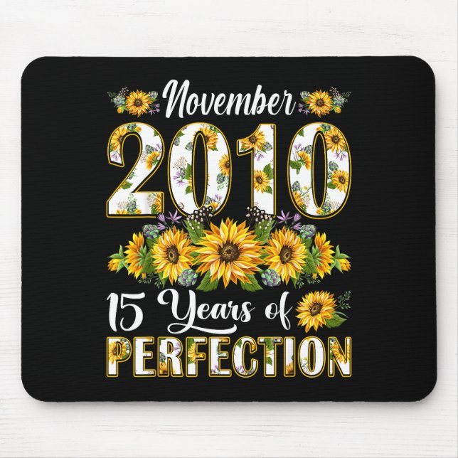 15 Year Old November 2010 Sunflower 15th Birthday  Mouse Pad (Front)