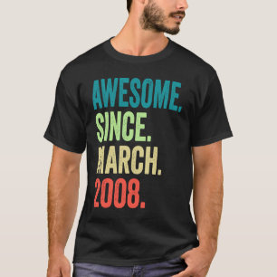 15 Year Old Vintage March 2008 15th Birthday Boy T-Shirt