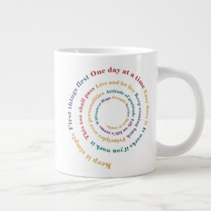 15 year Sobriety Slogan Spiral Giant Coffee Mug