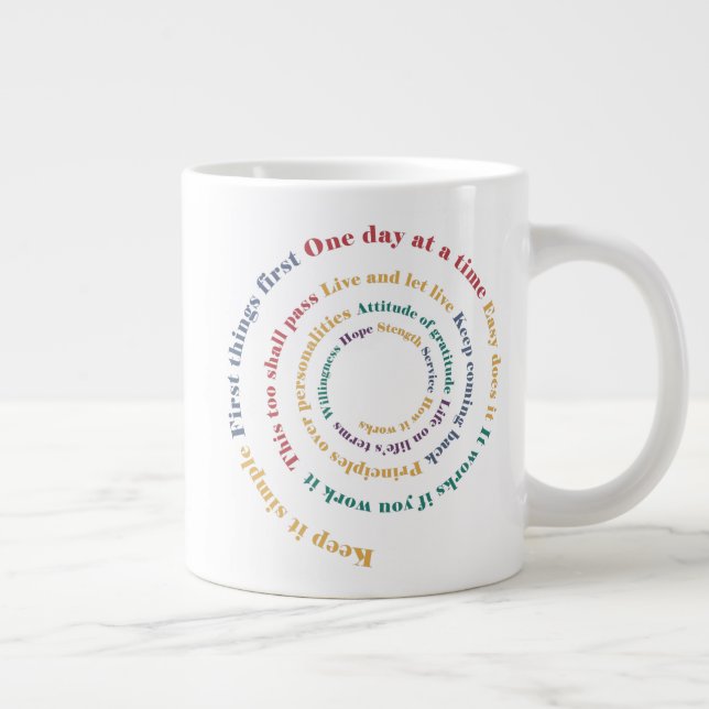 15 year Sobriety Slogan Spiral Giant Coffee Mug (Right)