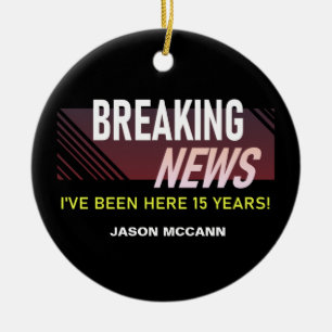 15 Year Work Anniversary 15th Employee Tenure Ceramic Ornament