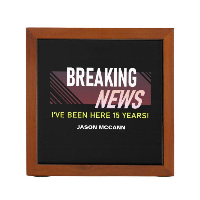 15 Year Work Anniversary 15th Employee Tenure Desk Organizer (Front)