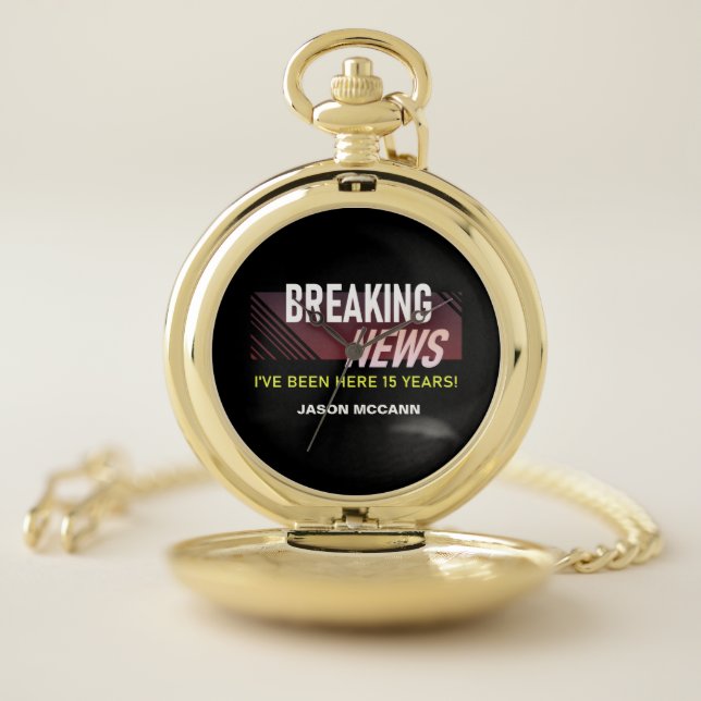15 Year Work Anniversary 15th Employee Tenure Pocket Watch (Inside)