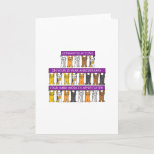 15 Year Work Anniversary Congratulations Cute Cats Card