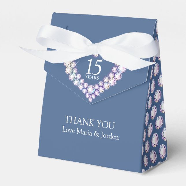 15 years Crystal wedding heart thank you Favor Boxes (Front Side)