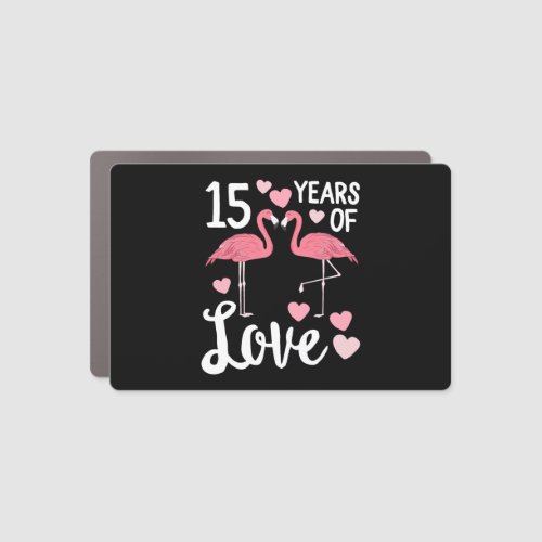 15 Years Flamingo Matching Anniversary Outfit Car Magnet