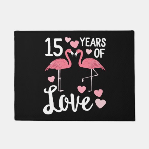 15 Years Flamingo Matching Anniversary Outfit Doormat