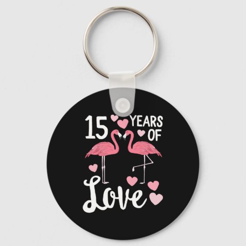 15 Years Flamingo Matching Anniversary Outfit Keychain