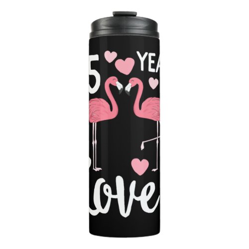15 Years Flamingo Matching Anniversary Outfit Thermal Tumbler