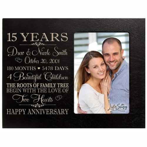 15 Years Married Classy Black Photo Frame
