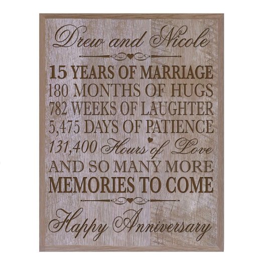 15 Years of Marriage Barnwood Wall Plaque (Front)